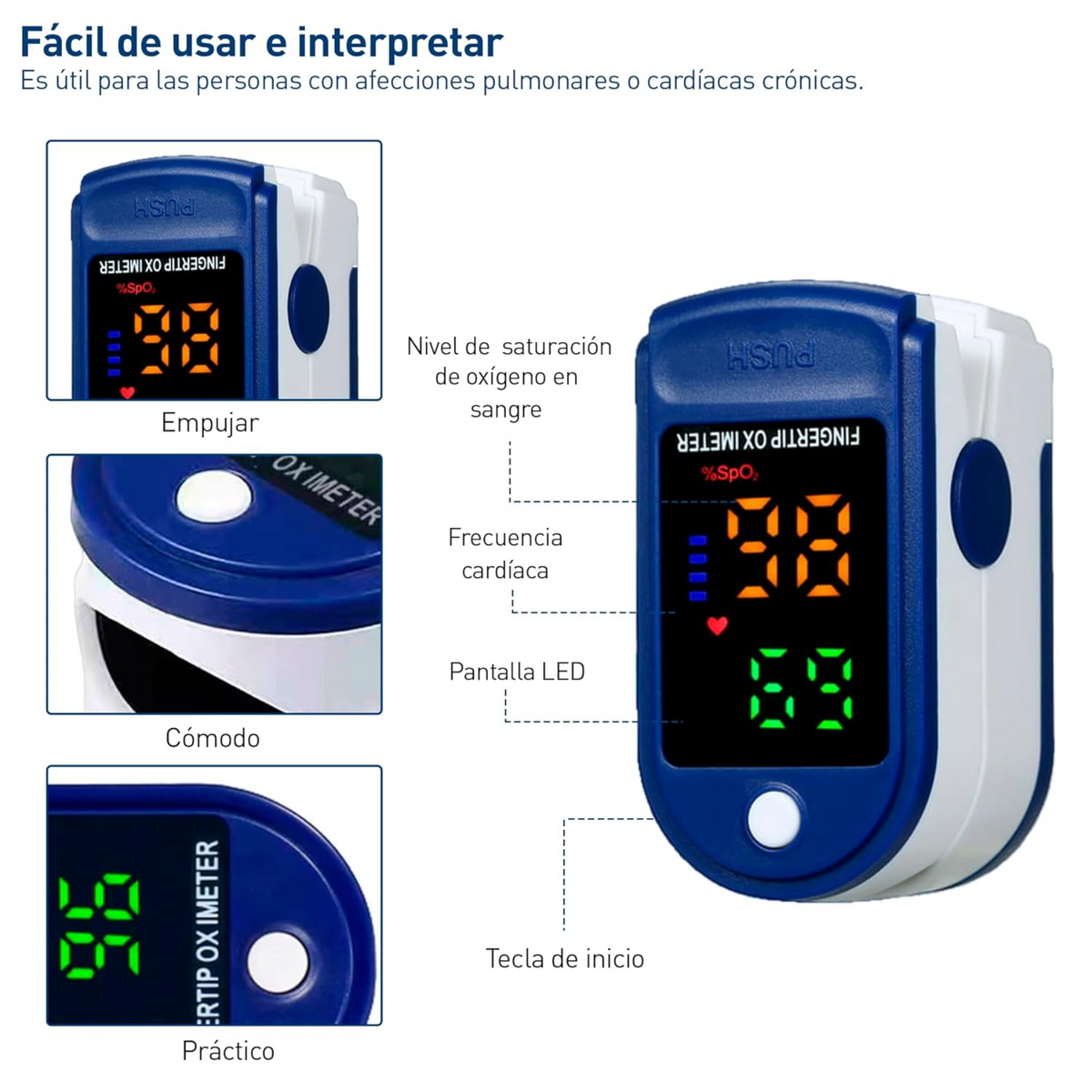 Saturómetro Digital Pro - Oxímetro de Pulso Familiar