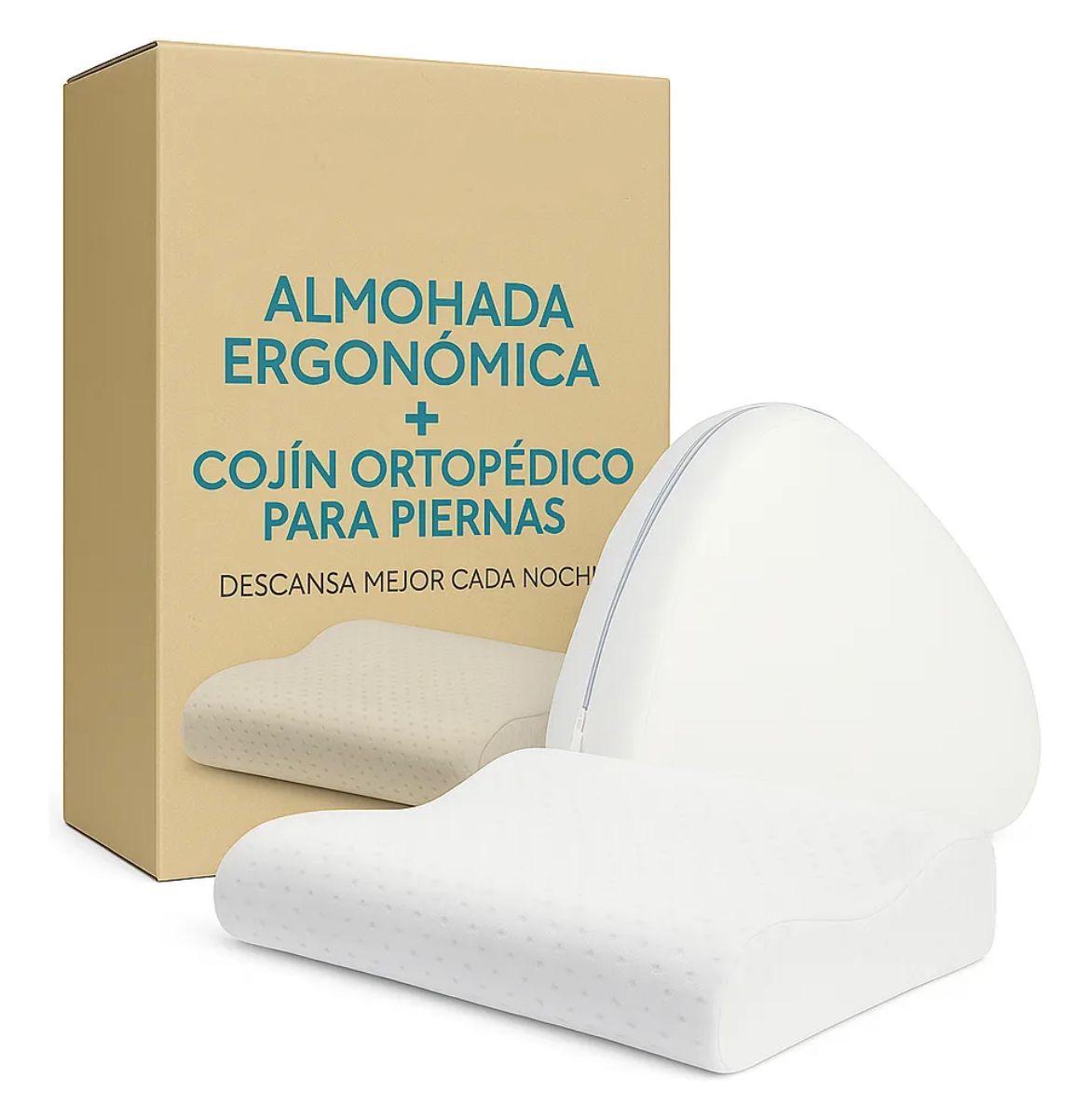💤 Sistema de Descanso Pro-Cervical™: Pack Almohada + Cojín de Piernas