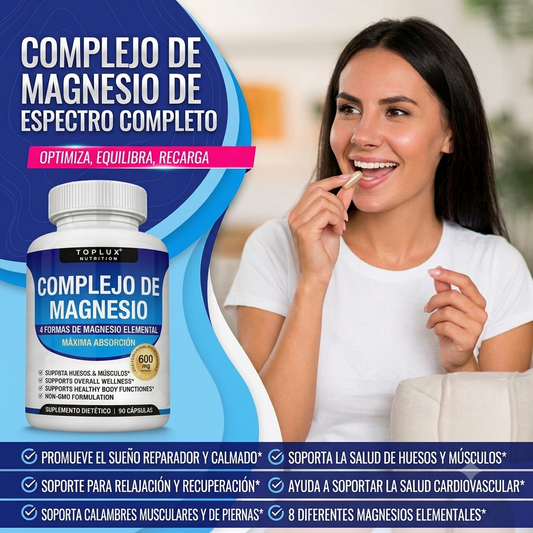 💊 MagnesioX Complex 600mg — 4 Formas de Magnesio · 90 Cápsulas